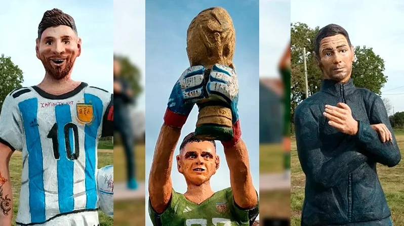 Habló el autor de las estatuas de Messi Scaloni y el Dibu Son