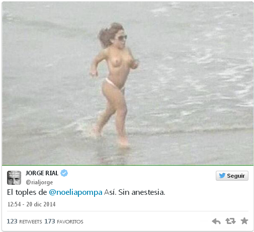 Noelia Pompa se animó a hacer topless en la playa