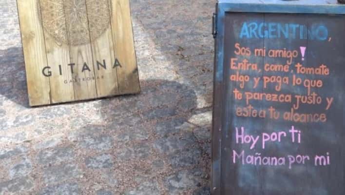 Un restaurante de Uruguay se solidarizó con los argentinos