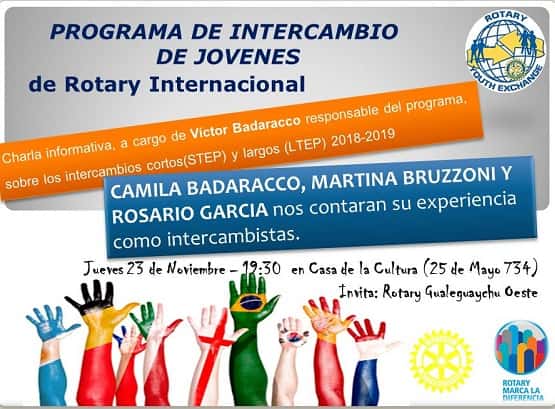 El Rotary dará una charla sobre intercambio de jóvenes