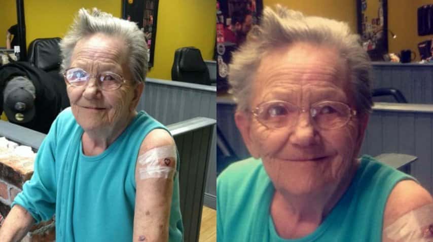 Una abuela de 79 años se escapó de su hogary se hizo un tatuaje