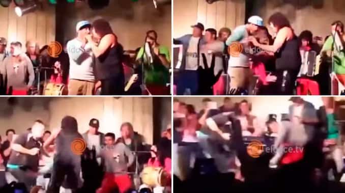VIDEO: Tevez y la Mona se cayeron del escenario mientras cuarteteaban