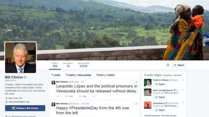 Bill Clinton pide que liberen a los "presos políticos" en Venezuela