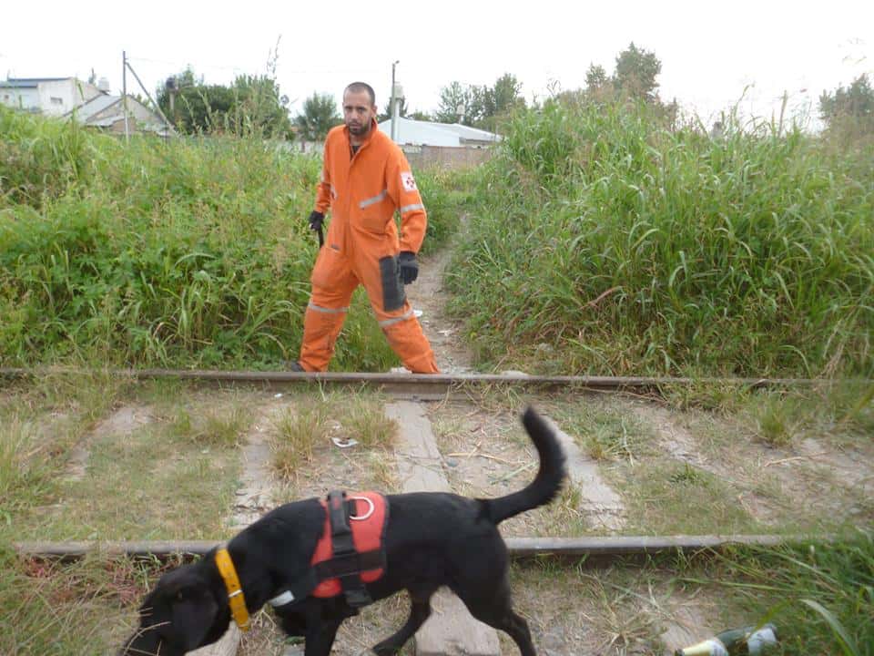 Morho, el perro rescatista de Gualeguaychú, tuvo una búsqueda real 