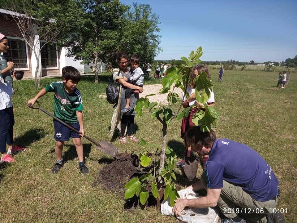 La escuela Tabaré cerró el año plantando más de 20 árboles frutales nativos