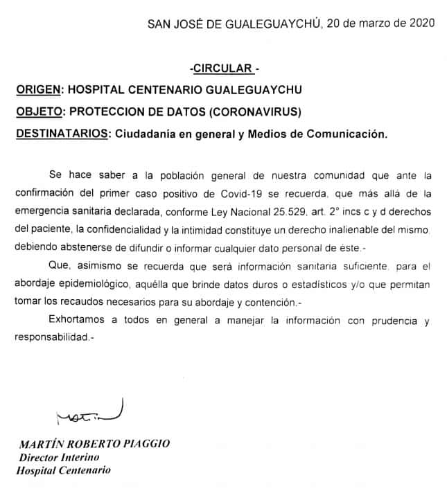 El Hospital Centenario pide "prudencia y responsabilidad" 
