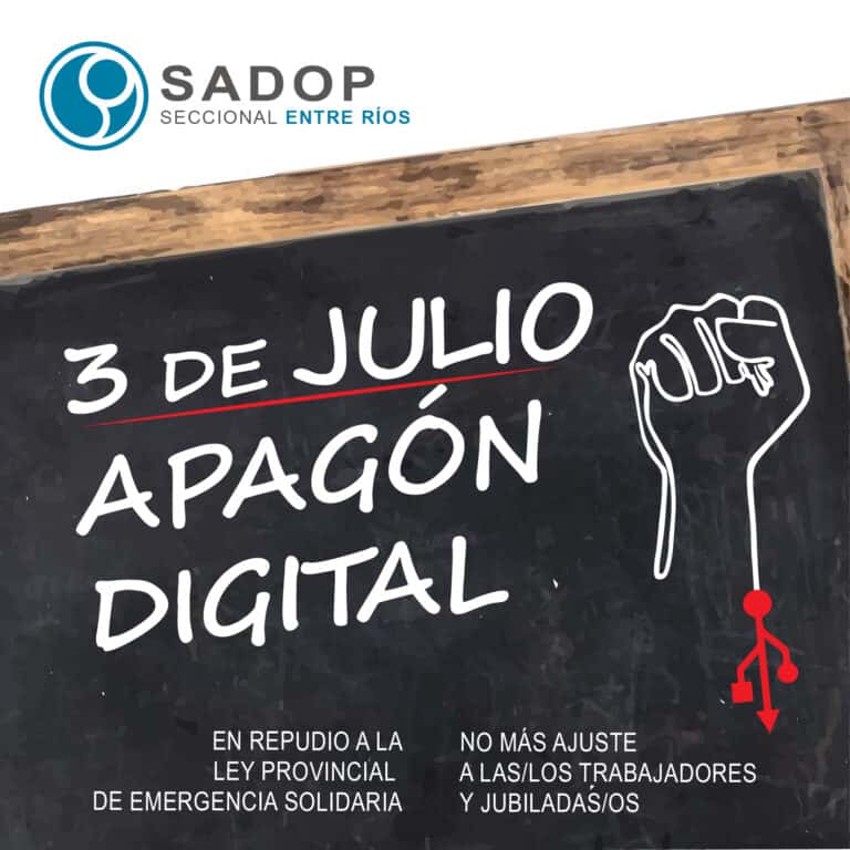 Sadop realiza un "apagón digital" este viernes en repudio a la ley de emergencia