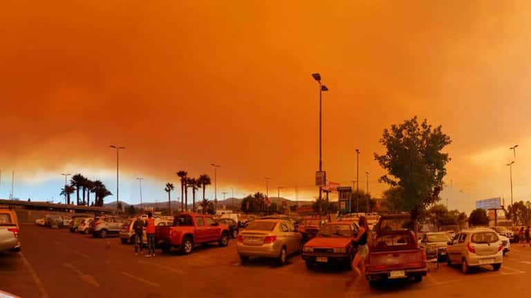 Se desató un feroz incendio forestal en Chile: el fuego amenaza viviendas en Valparaíso