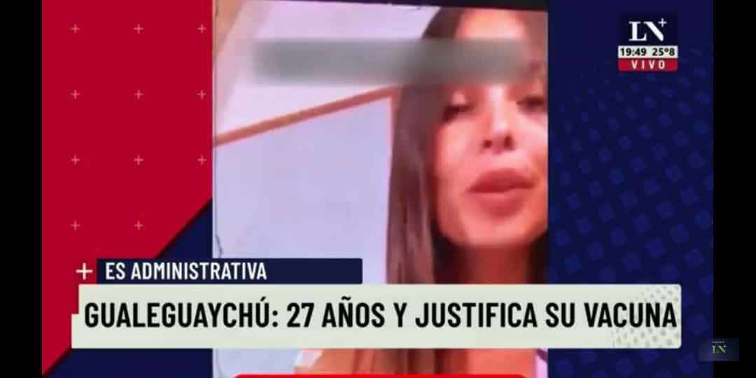 Llegó a los medios nacionales el video de la chica de Gualeguaychú que se vacunó contra el covid