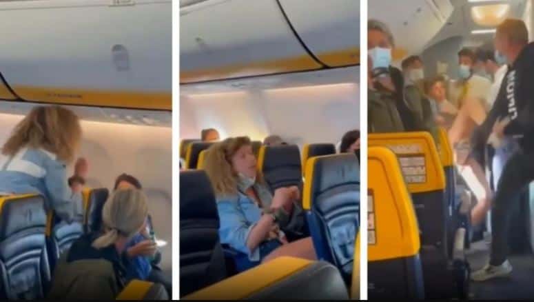 Le pidieron que se ponga el barbijo en un avión: insultó, escupió y pateó a los pasajeros