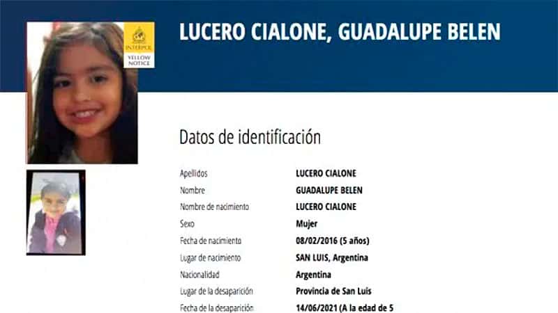 Interpol emitió una alerta amarilla por Guadalupe, desaparecida hace nueve días