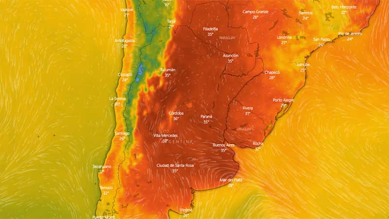 Un sector del país en alerta rojo y Entre Ríos en amarillo