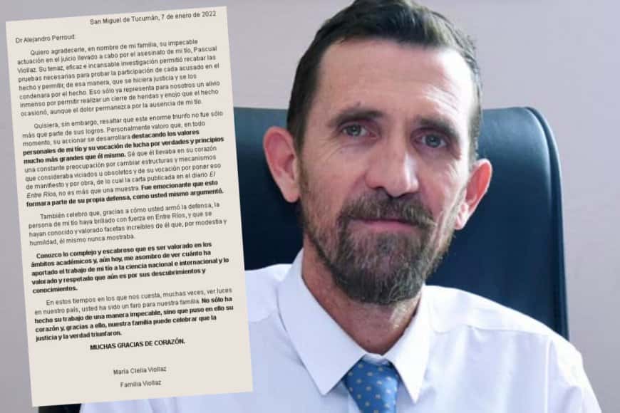 El fiscal del caso del ingeniero Viollaz recibió una emotiva carta escrita por la sobrina de la víctima