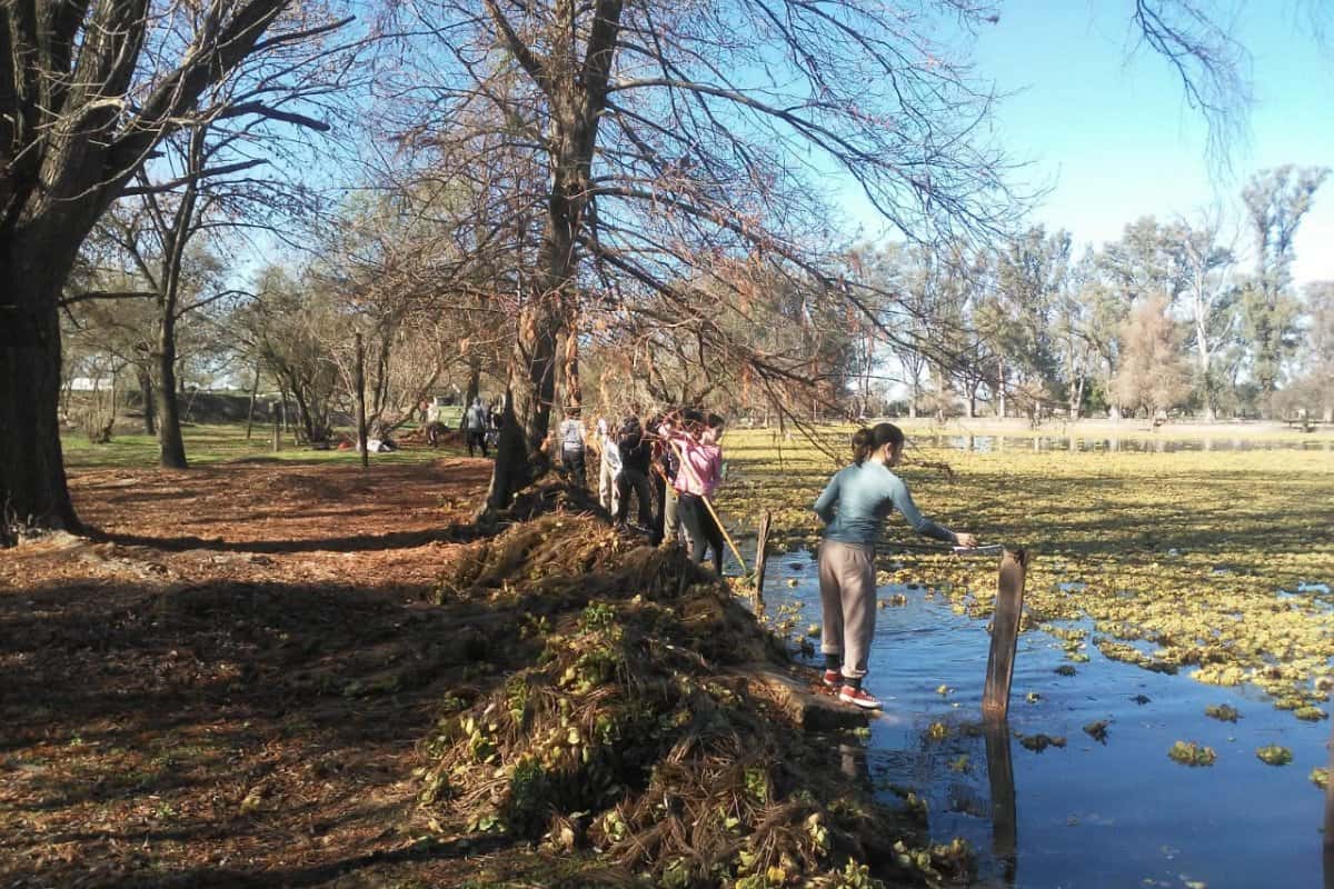Decenas de jóvenes realizaron dos jornadas de limpieza de la Laguna del Parque