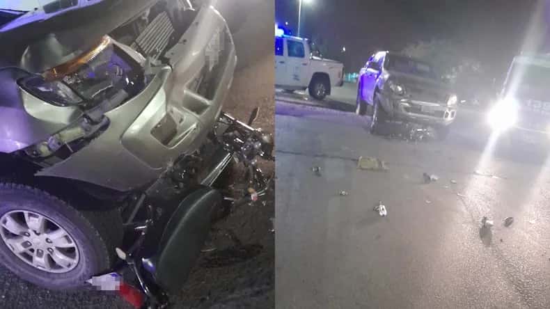 Una joven terminó internada tras un violento choque entre una moto y una camioneta