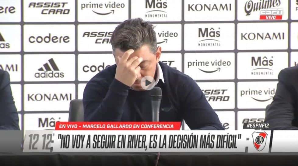 La emoción de Marcelo Gallardo en plena conferencia de prensa
