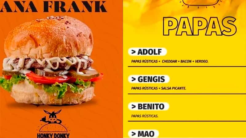 Repudian local que vendía una hamburguesa llamada “Ana Frank" y papas “Adolf”