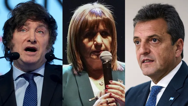 Sergio Massa con su cruz, Patricia Bullrich con su karma y Javier Milei con sus perros