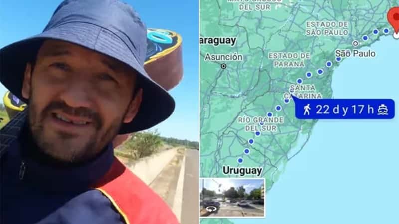 “Con hambre y cansado”: el hincha de Boca que va caminando a Brasil pide ayuda
