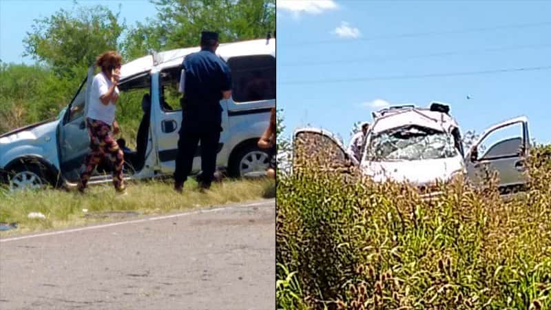 Otra vez, accidente en la Ruta 20: una conductora se cruzó de carril y volcó en la banquina