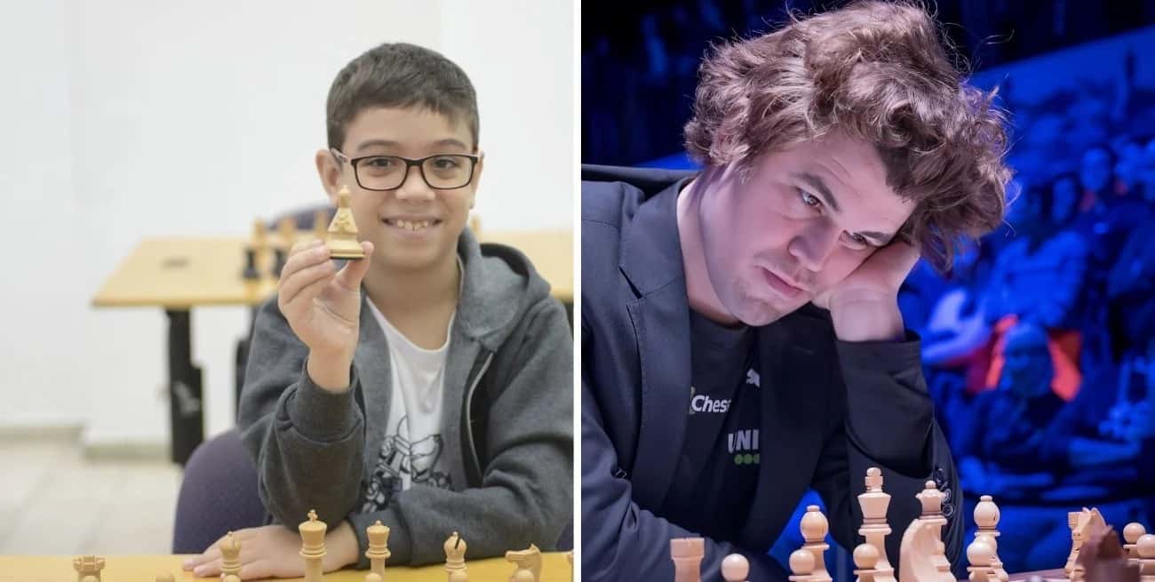 El argentino de 10 años Faustino Oro le ganó una partida al mejor ajedrecista del mundo