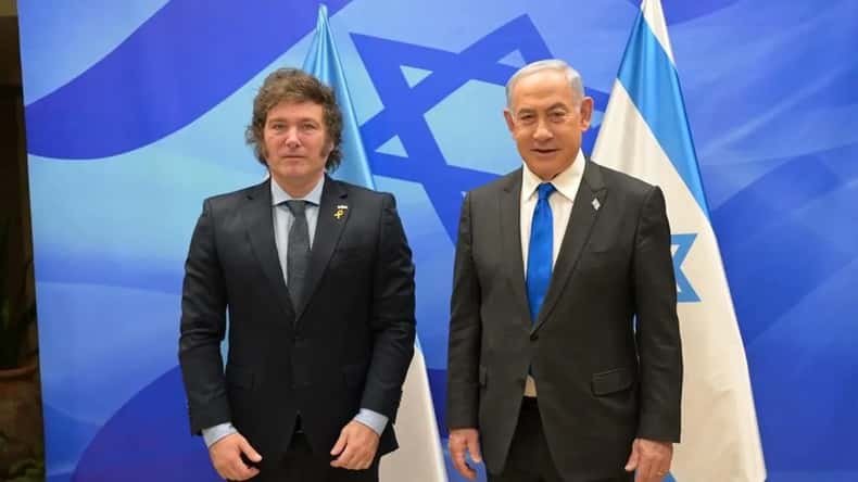 Javier Milei y Benjamín Netanyahu, primer ministro israelí.