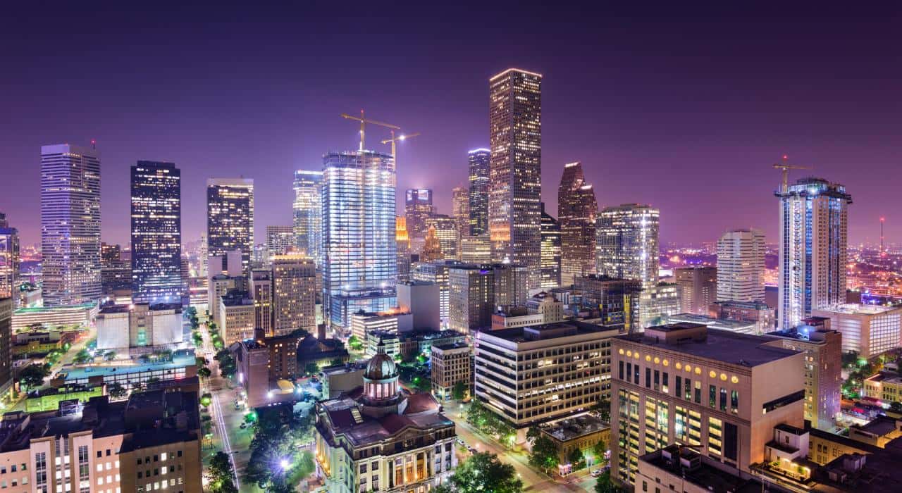 Vista nocturna de Houston.